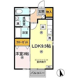 リビングタウン伏石A 1LDKの間取図画像