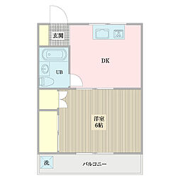 メゾンエクセル 1DKの間取図画像