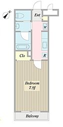 ラテル松山 1Kの間取図画像