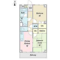 クレール中野 2DKの間取図画像