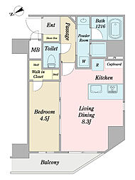 ハーモニーレジデンス上野ノースフロント 1LDKの間取図画像