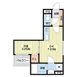 G-place大濠II 1階1DKの間取り