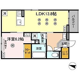 プランドゥブレ西新 1LDKの間取図画像