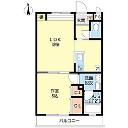 ダイアリー賀茂 1LDKの間取図画像