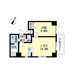 リビエール原 1LDKの間取図画像