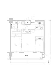 エンクレスト博多PARKSIDE 2LDKの間取図画像