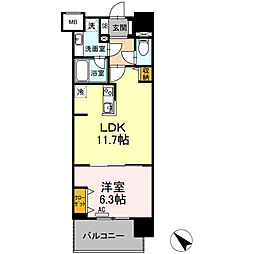 ウィスタリアレジデンス博多 1LDKの間取図画像