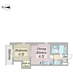 ステラドムス 1DKの間取図画像