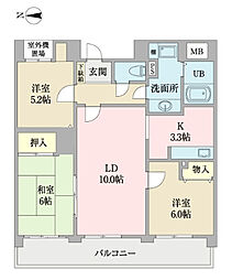 ベルベディア北斎通り 3LDKの間取図画像