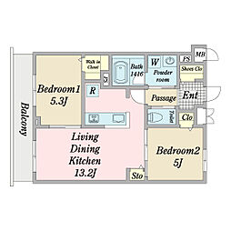 クラール茨木駅前 2LDKの間取図画像