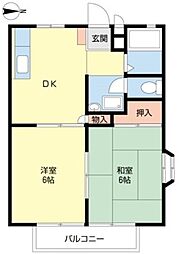 ハッピープランテーション 2DKの間取図画像