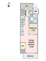 PARKHILLSTOWER 1LDKの間取図画像