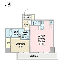 キュリアスK 1LDKの間取図画像