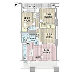 ザ・タワー&パークス田園都市溝の口 3LDKの間取図画像