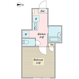 ルミナス成城 1Kの間取図画像