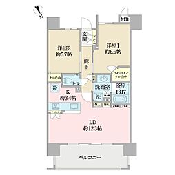 ブランシエラ那覇曙プレミスト 2LDKの間取図画像
