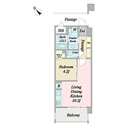 ワイズグレイスシティ久茂地 1LDKの間取図画像
