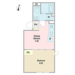 プラチナヒルズ東十条 1DKの間取図画像