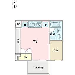 ひだまりコート ワンルームの間取図画像