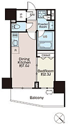 クラシアム文京白山 4階1DKの間取り