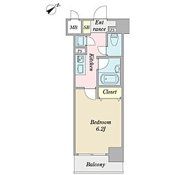 プロシード都立大学 1Kの間取図画像