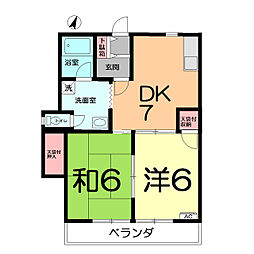 ライトリバー宮原 2DKの間取図画像