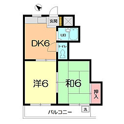 コート吉野 2DKの間取図画像