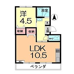 清水レジデンス 1LDKの間取図画像
