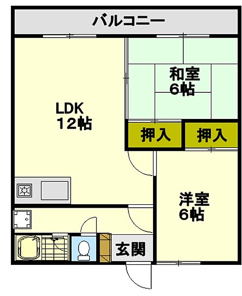 長谷川コーポ 102｜北海道小樽市花園5丁目(賃貸アパート2LDK・1階・43.74㎡)の写真 その2