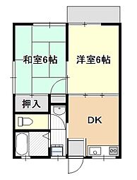 第1柳沢ハイツ 2DKの間取図画像