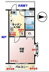 サンハイツ・ムカサ 1Kの間取図画像