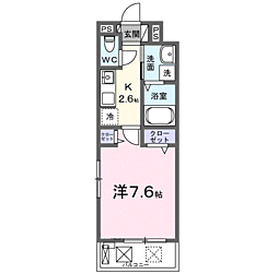 ヒカルサ熊谷サウス 1Kの間取図画像