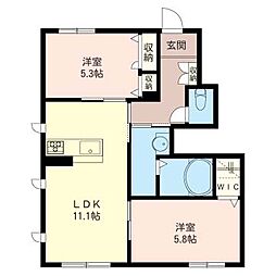 サニングデール 2LDKの間取図画像