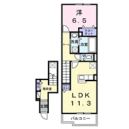 プラシードII 1LDKの間取図画像