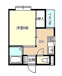 パピヨン坂戸 1Kの間取図画像
