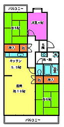 パークタウン五領第6団地9号棟 3LDKの間取図画像