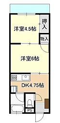 北坂戸マンション 2DKの間取図画像