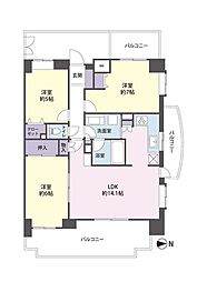 ヴィルヌーブ小手指 3LDKの間取図画像