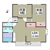 ロイヤルシャルムIIA棟 201 ｜ 埼玉県鴻巣市大間2丁目3番33号（賃貸アパート2LDK・2階・53.42㎡） その2