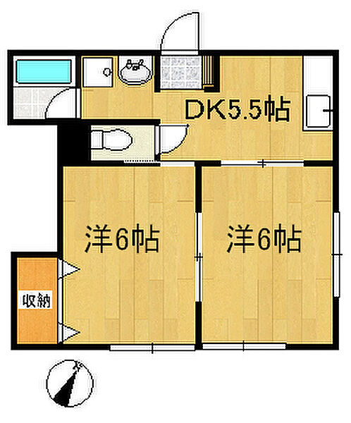 ライトハウス柏木 ｜宮城県仙台市青葉区柏木2丁目(賃貸アパート2DK・2階・42.00㎡)の写真 その2