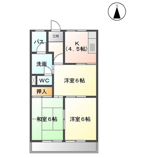 岐阜県大垣市中野町5丁目(賃貸アパート3K・2階・49.50㎡)の写真 その4