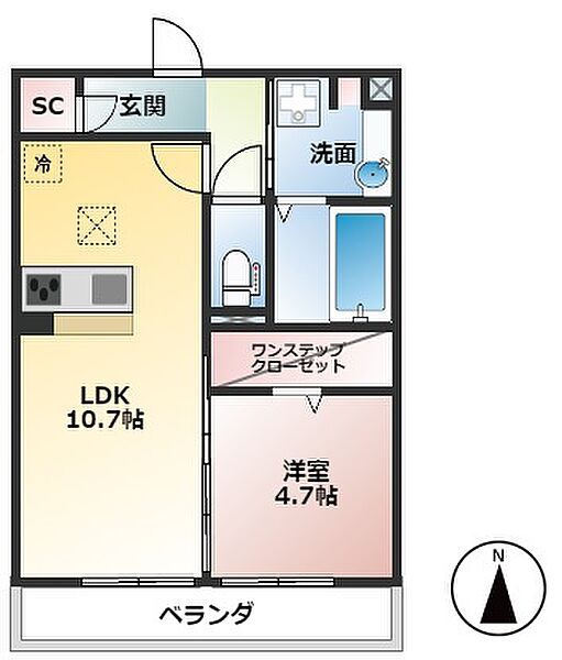 岐阜県大垣市南高橋町3丁目(賃貸アパート1LDK・1階・40.27㎡)の写真 その2