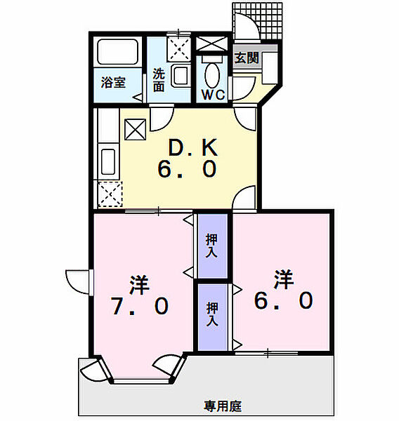 岐阜県不破郡垂井町東神田3丁目(賃貸アパート2DK・1階・45.00㎡)の写真 その2