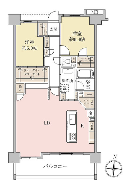 【セレクトプラン例】2LDKプラン※間取りプランは一例です。プランはお客様が自由に決定できます。
