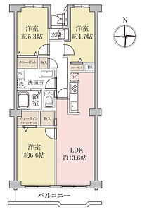 間取り：SRC造14階建ての11階部分。南向きバルコニーにつき陽当り・通風・眺望良好！3LDK+WIC！収納豊富。新規内装リフォーム済（2024．11月）