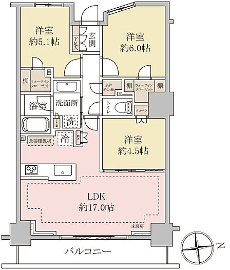 ゆとりの71平米・収納充実の3LDK+納戸。便利と安心が揃う16階の上質邸宅。
