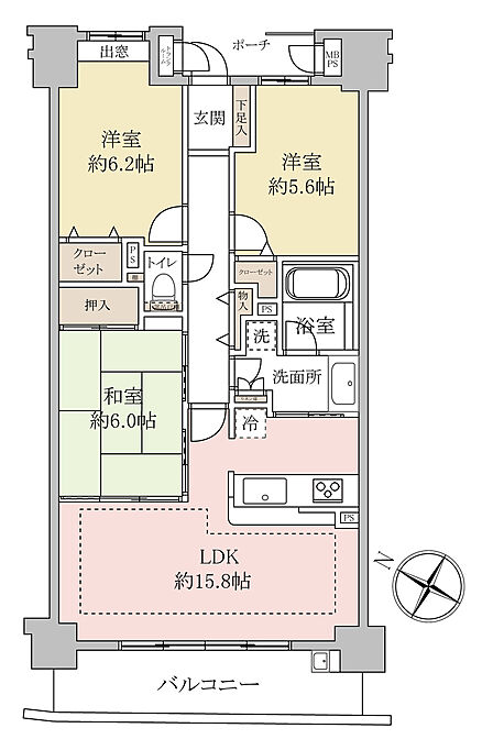 ・床暖房搭載、ゆとりの75.82?
