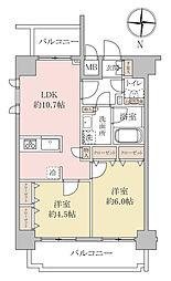 ライジングプレイス北千住 2LDKの間取図画像