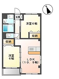 レジーナ郡山 2LDKの間取図画像