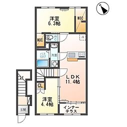 中田新築アパート工事 2LDKの間取図画像